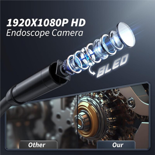 Endoscope Camera with Light,Inspection Borescope Camera with 4.3" IPS Screen,Semi-Rigid Cord Bore Scope, IP67 Waterproof 2