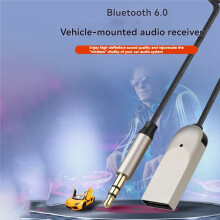 6.0-Audioempfänger Fürs Auto, 3,5-mm-Klinkenstecker, Drahtloser Audioadapter, Isolationschip, Eingebautes Mikrofon, Unterstützt