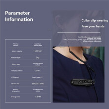 W3 Collar Clip Walkie Talkie Wireless Copy Frequency UHF Type-C G-Shape Two Way Handsfree Radio Black