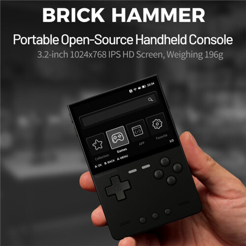 Para TRIMUI BRICK Hammer Console de Videogame Portátil com Tela IPS de 3,2 Polegadas 1024x768, GamePad Retrô de Código Aberto, Preto 1