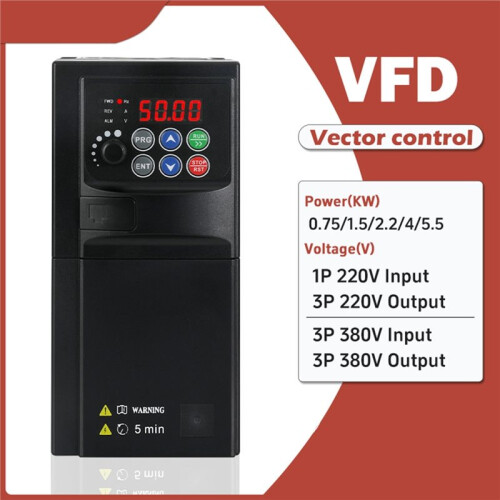 1.5/2.2 KW VFD Frequency Converter 380V Inverter Variable Frequency Drive for 3phase Motor Speed Control 380V-1.5KW 2