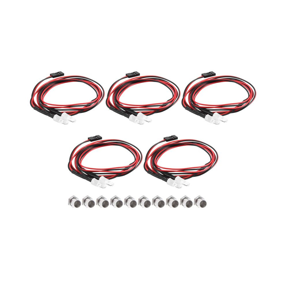5Pcs 2Led 5Mm Headlights Rc Accessory Led Lights For 1/10 Model Drift Car Vehicle, Red 4711947176999