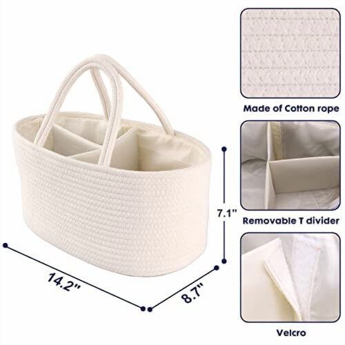 Baby Diaper Caddy Organizer Cotton Rope 1 Pack 2