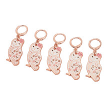5 pièces marqueurs de maille en forme de hibou, 4,2 cm, 8 mm, rose doré