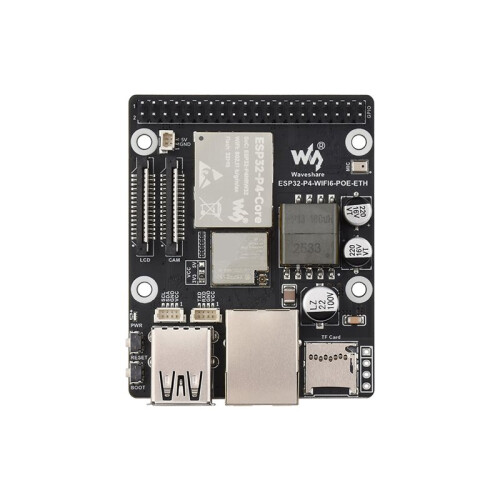 Waveshare Placa de Desenvolvimento ESP32-P4-WIFI6-POE-ETH com Microcontrolador RISC-V e Módulo PoE, Compatível com Wi-Fi 6,  5 (LE) e 1
