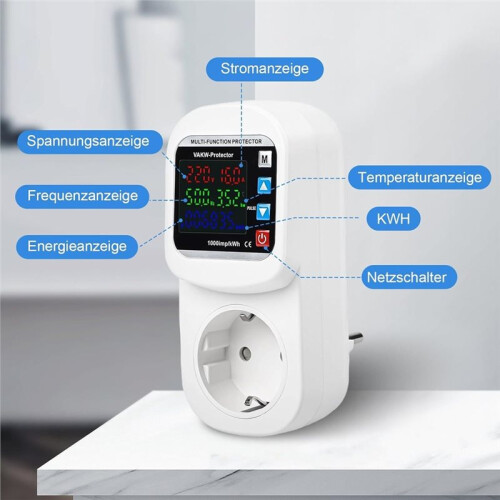 Multifunction over Voltage Current Protector Socket Adjustable Timed  Temperature Control Frequency Protector EU Plug 2