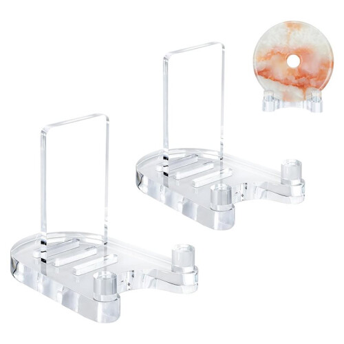 2 Pack Plate Stands for Display, Adjustable Acrylic Display Stand, Photo Frames & Artwork - Clear Stable Holder 1