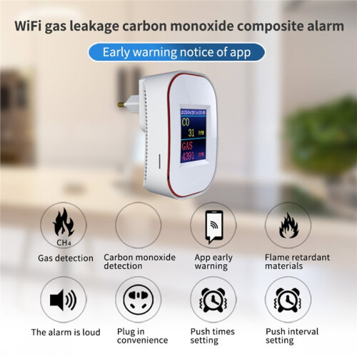 Tuya  Life Natural Co Leak Carbon Monoxide Detector Wifi Ch4 Methane Home Sensor 2pc EU Plug