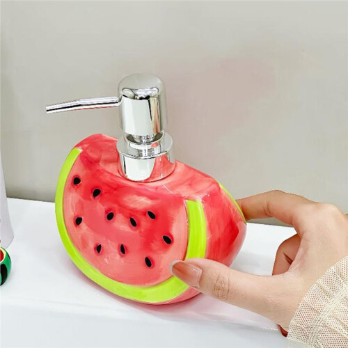Laundry Detergent Bath Lotion Watermelon Shaped Ceramic Dispenser Bottle for Hand Soap  Press Pump Bottle 1