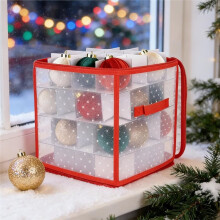 Christmas Ornament Storage Box with Dividers,Waterproof Bag with Divider for Under Bed Cabinet Home Basement Apartment