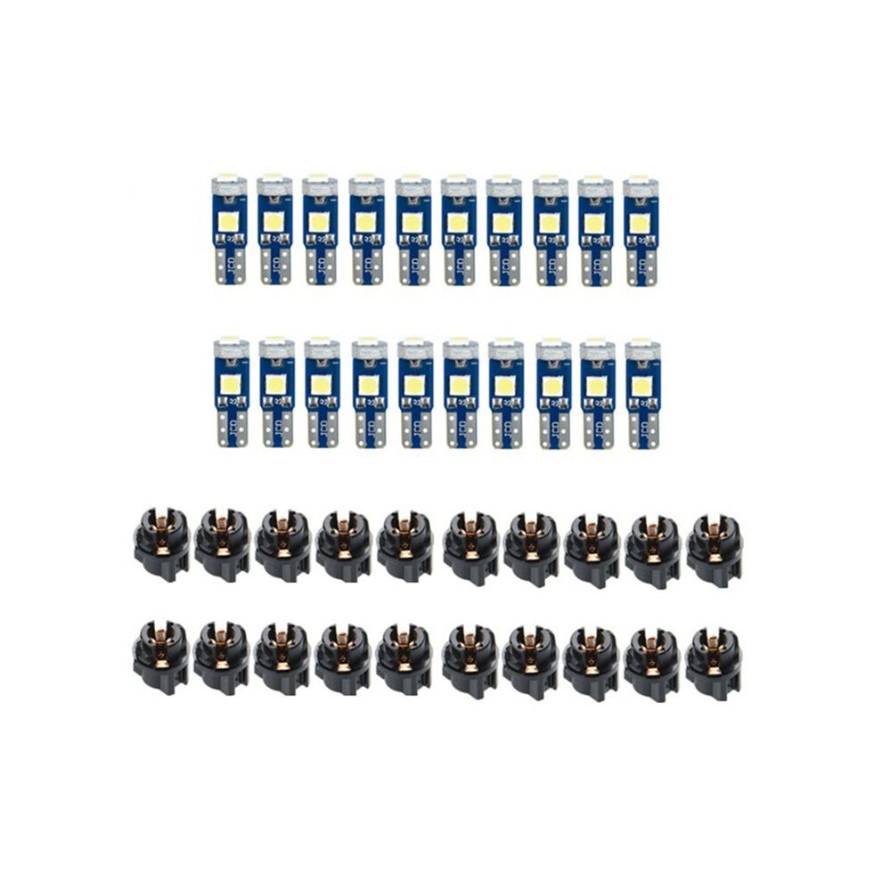 20Pcs T5 Led S For Car Dashboard Panel Gauge Indicator, 3030-3Smd Replacement With Twist Lock Socket - Light 6033390344120