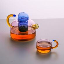 Kleurrijke Glazen Theepot met Zeef voor Het Zetten van Thee op een Elektrisch Fornuis, 400 Ml