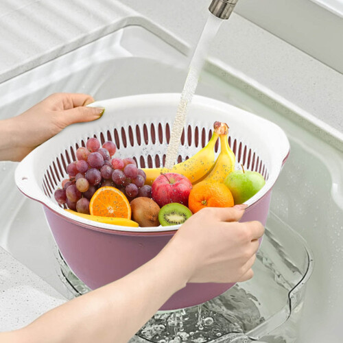 Vegetable Washer Colander Basket Dual Bowl 2