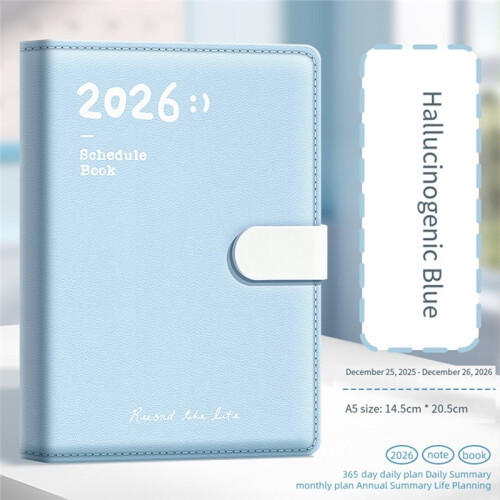 2026 Planning Notebook, A5 PU Leather, Minimalist Style, Weekly Planner, Productivity Log, Work and Study Tools C 1