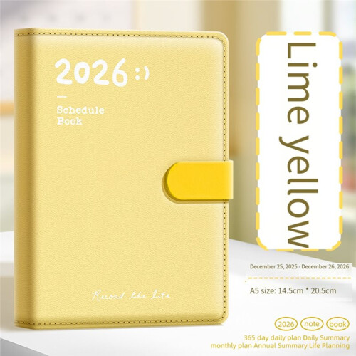 2026 Planning Notebook, A5 PU Leather, Minimalist Style, Weekly Planner, Productivity Log, Work and Study Tools C 2