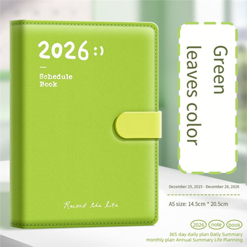 2026 Planning Notebook, A5 PU Leather, Minimalist Style, Weekly Planner, Productivity Log, Work and Study Tools D