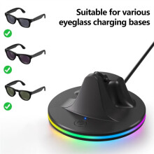 RGB Charging Dock for Meta Ai Glasses Portable Charger Stand with USB to C Cable