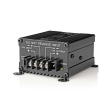 Convertidor de potencia | Impulsado por imágenes | 24 V CC | 12 V CC | 120W | Terminal de tornillo | Equipado con un fusible | Negro