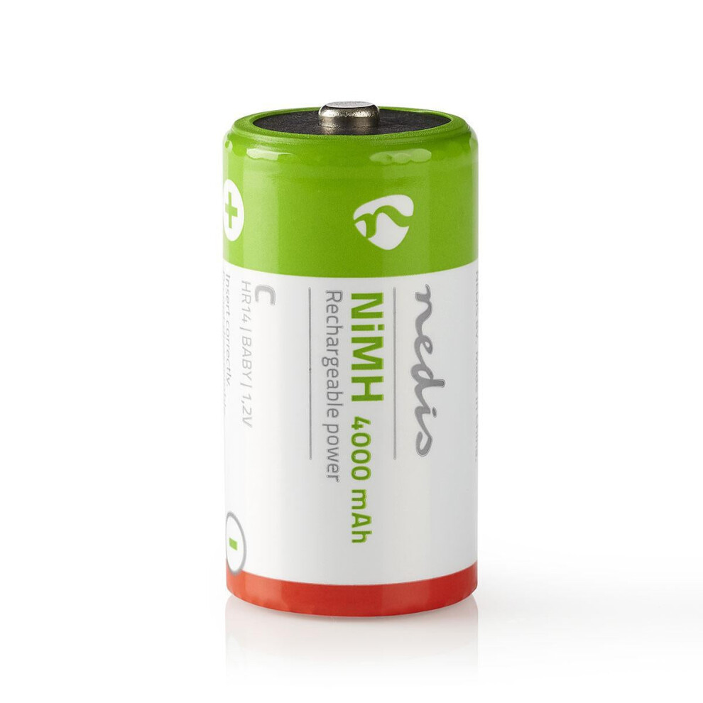 Rechargeable Ni-Mh Battery C | 1.2 V Dc | 4000 Mah | Preloaded | 2-Blister | Hr14 | / Green/Red 5412810267118