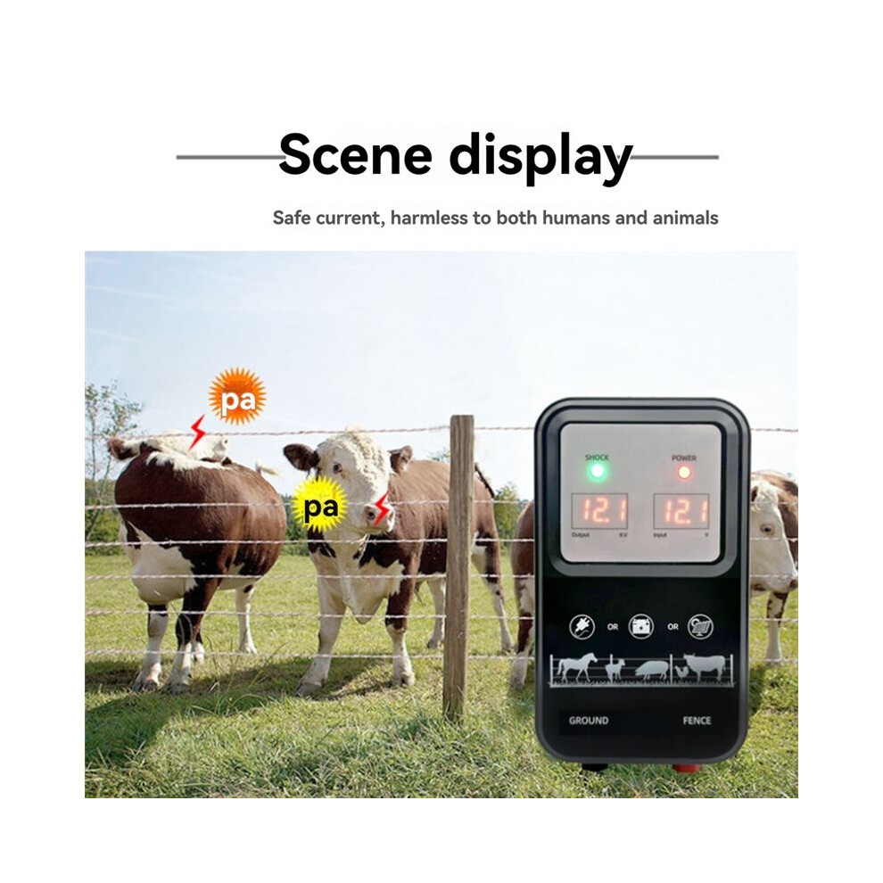 10Km Electric Fence Lcd Voltage Display Poultry Fence Insulators Controller Tool For Livestock Sheep Cattle Uk Plug 4714166307540