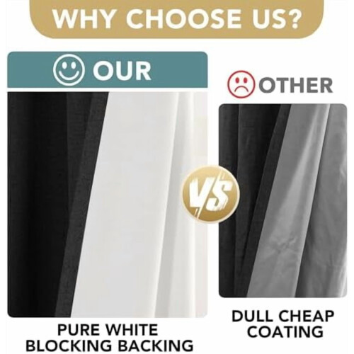 Blackout Linen Look Curtains 100"W x 84"L 2