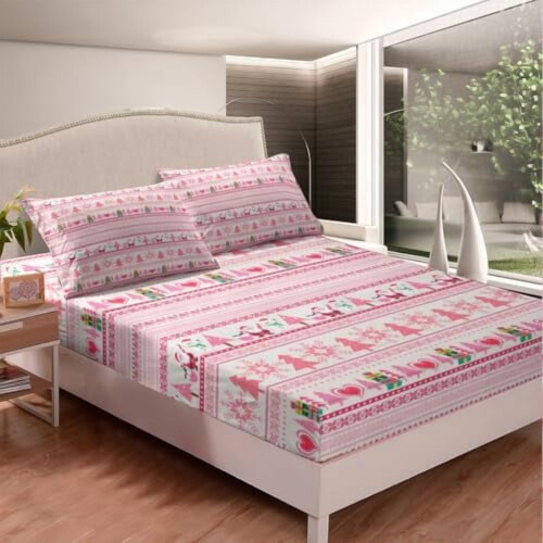 Christmas Comforter Cover Set Pink Snowflake Microfiber Full 1