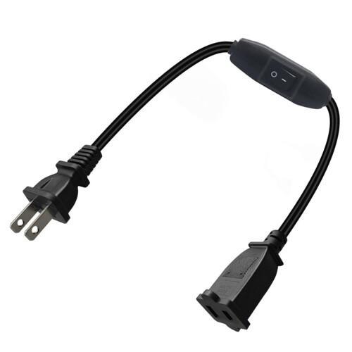 2 Prong Polarized Extension Cord with Switch Male/Female Short for Chargers 2