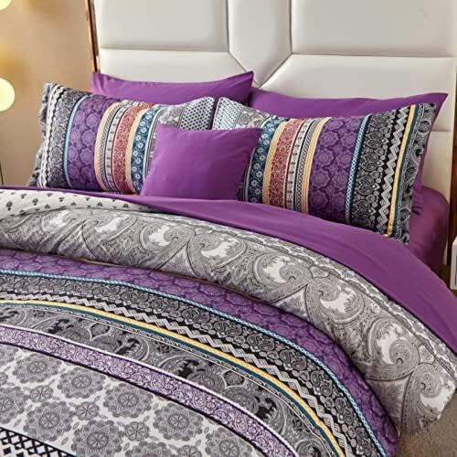 Σετ παπλωμάτων Boho Queen, Κρεβάτι 8 τεμαχίων σε τσάντα – Σετ παπλωμάτων και σεντονιών 2