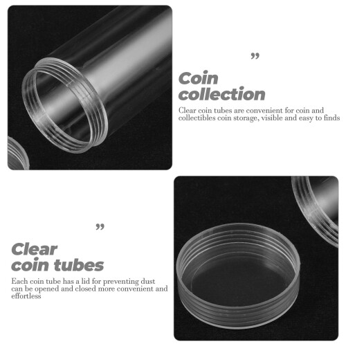 10 tubi di plastica trasparenti per monete da collezione. 1