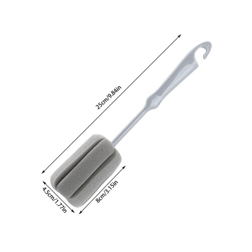Cepillo para biberones de mango largo con cabezal de esponja suave, plástico, 1 1