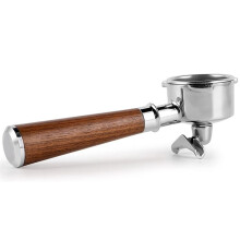 Portafiltro per Espresso da 54 Mm, Portafiltro per Caffè a Doppio Beccuccio By con Portafiltri in Acciaio Inossidabile e Manico in Noce