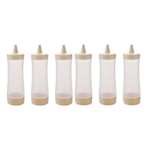 6Pcs Squeeze Squirt Condiment Bottles Ketchup Bottle Mustard Sauce Containers for Kitchen Condiment,Beige