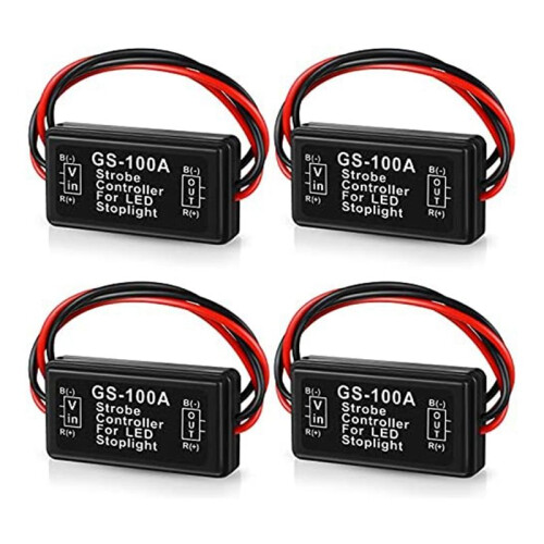 GS-100A Brake Light Flasher Module,  12-24V 2A 24W High Brake Controller Tail Lamp Safety Prompt Controller 4Pcs