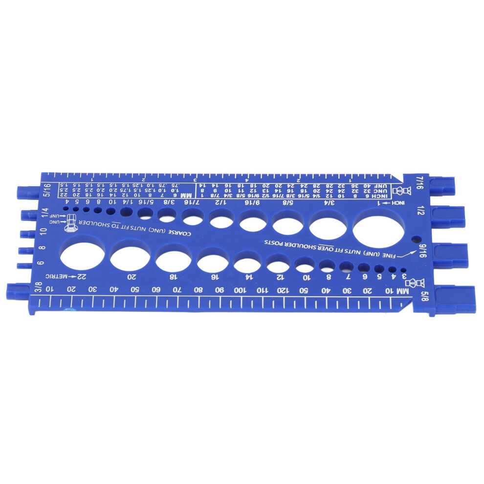 Bolt & Nut Size Gauge M3-M22 Metric & #4-3/4 Imperial Blue Heavy Duty Tool 5041385721758