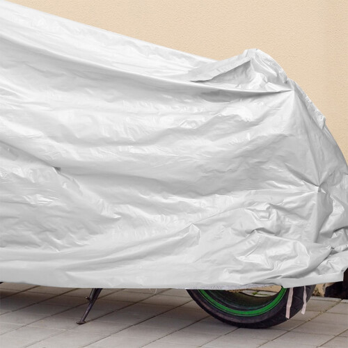 Set van 2 witte motorhoezen, winddicht, geschikt voor buitengebruik. 2