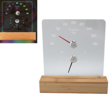 2-in-1 Sauna Thermometer Hygrometer RGB LED, 50-210, Wooden Base