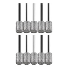 10 Stuks 8 mm Cilindrische Kop Diamond Burr Stone Carving Slijpset voor Stone Rocks Glass Keramiek-Voor -Rotary Tools