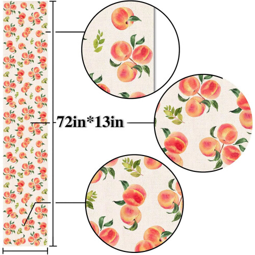 Peach Linen Table Runner 13.8 x 71 in 2