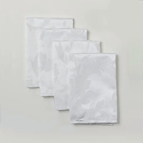 Σετ 4 χαρτοπετσετών Harmony Scroll από ύφασμα Damask (18"x18", λευκό) – για κάθε μέρα, πάρτι, 1
