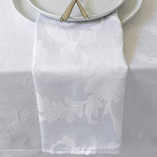Σετ 4 χαρτοπετσετών Harmony Scroll από ύφασμα Damask (18"x18", λευκό) – για κάθε μέρα, πάρτι, 2