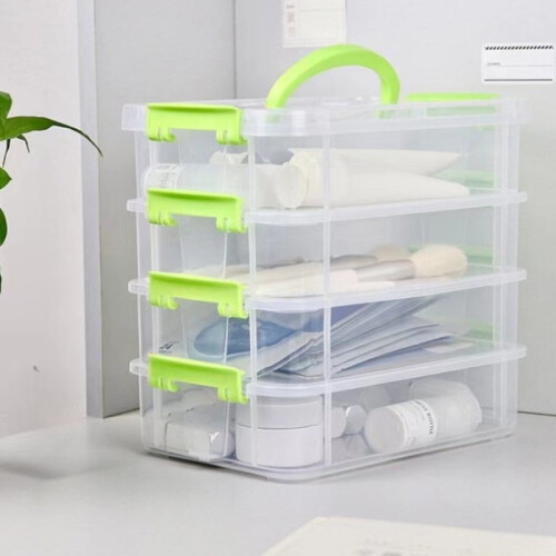 4-layer stackable transparent plastic storage box covers, partitioned drawer storage boxes 2