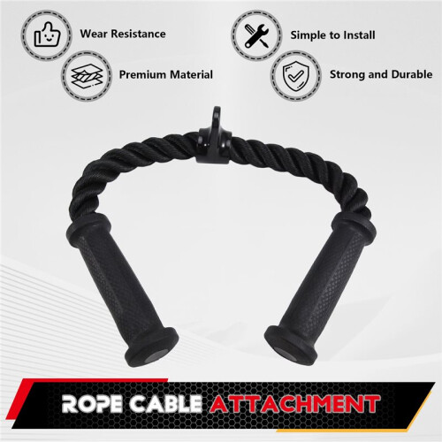 Rope Cable Attachment for Gym Rope Pull-Down Attachment with Rubber Handles Exercise Machine Attachments 2