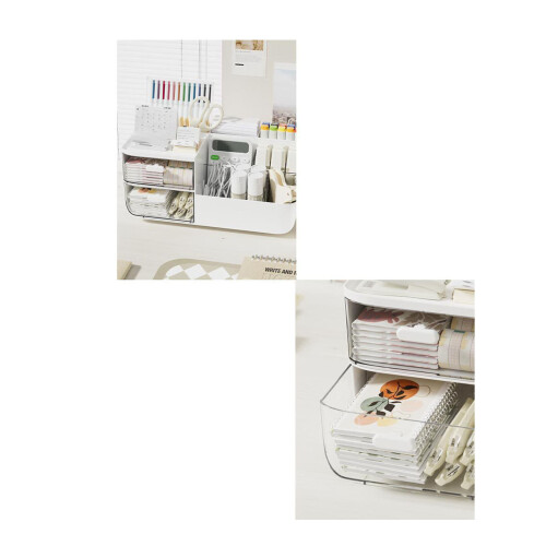 2-Schubladen-Make-up-Organizer weiß 27,5  14,5  12,5 cm 2