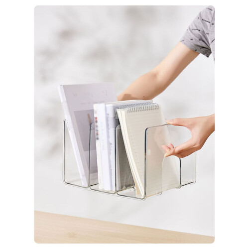 Schreibtisch-Buchregal transparent 3 Fächer 1