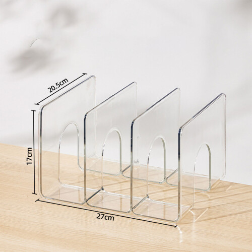 Buchstütze transparent 3 Fächer Schreibtisch 1