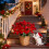 Χρυσά τεχνητά λουλούδια Poinsettia κόκκινα με κλιπς και μίσχους 5