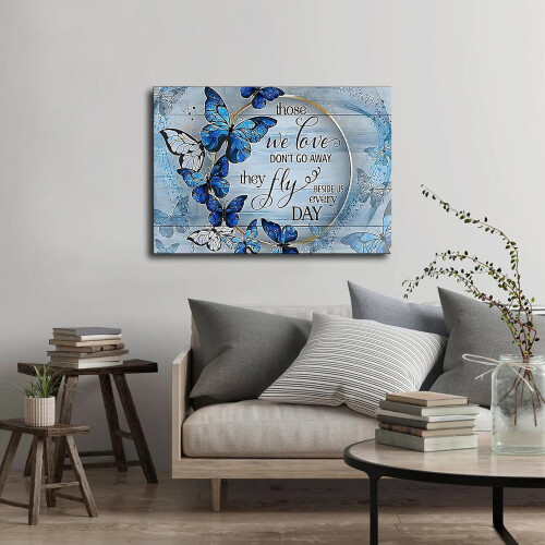 Blue Butterfly Canvas Wall Art 12x18 in, Framed 1
