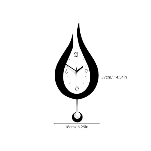 Water Shape Wall Clock Swinging Digital Pendulum Clocks Black 1