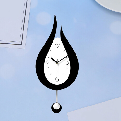 Water Shape Wall Clock Swinging Digital Pendulum Clocks Black 2