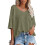 Γυναικεία oversized μπλουζάκια QLEICOM με V-Neck, χαλαρά casual τοπ, στρατιωτικό πράσινο, 2
